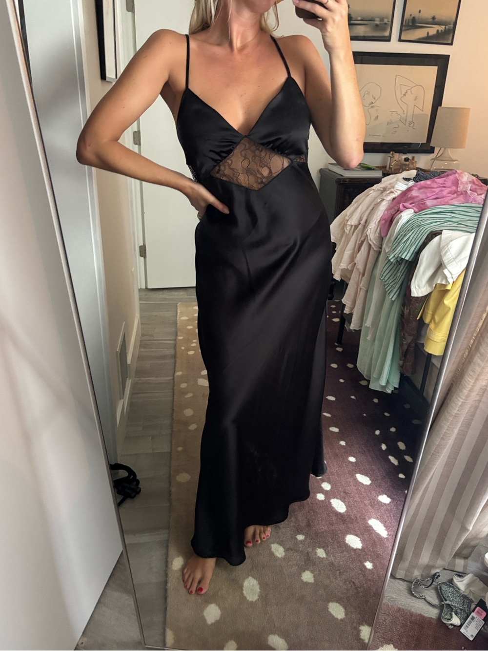 Forever 21 Black Lace Trim Slip Dress